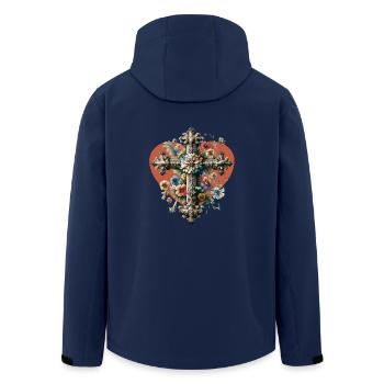 Kreuz Kruzifix Halloween Kreuz Kreuze - Recycelte Männer Softshell-Jacke von Stanley/Stella - Navy - Hinten - AI Model Male 185 light (185cm)