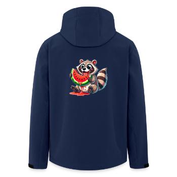 Raccoon Melon Watermelon Cute Cartoon Summer - Men’s Recycled Softshell Jacket by Stanley/Stella - navy - Back - AI Model Male 185 light (185cm)