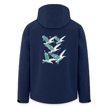 Maritime, Seagulls, Seagulls, Seabirds - Men’s Recycled Softshell Jacket by Stanley/Stella - navy - Back - AI Model Male 185 light (185cm)