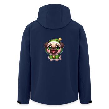 Christmas Pug in Funny Tree Costume - Men’s Recycled Softshell Jacket by Stanley/Stella - navy - Back - AI Model Male 185 light (185cm)