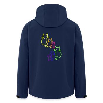 Rainbow Cats Cat 80s 90s Vintage Kitten - Men’s Recycled Softshell Jacket by Stanley/Stella - navy - Back - AI Model Male 185 light (185cm)