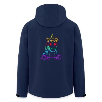 Retro Vintage Einhorn Einhörner 80er Regenbogen - Recycelte Männer Softshell-Jacke von Stanley/Stella - Navy - Hinten - AI Model Male 185 light (185cm)