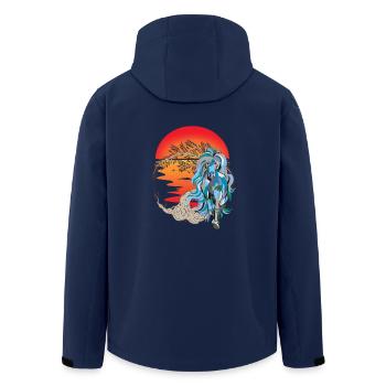 Horse, Horses, Nature, Sunset, Sun - Men’s Recycled Softshell Jacket by Stanley/Stella - navy - Back - AI Model Male 185 light (185cm)