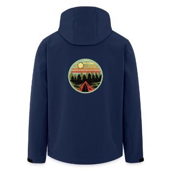 Retro Vintage Natur Naturliebhaber 80er 90er Tanne - Recycelte Männer Softshell-Jacke von Stanley/Stella - Navy - Hinten - AI Model Male 185 light (185cm)