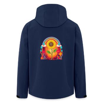 Regenbogen Sonne Sonnenblume Garten Sommer Natur - Recycelte Männer Softshell-Jacke von Stanley/Stella - Navy - Hinten - AI Model Male 185 light (185cm)