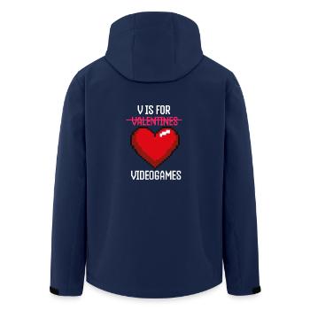 V Is For Video Games - Lustiger Valentinstag Gamer - Recycelte Männer Softshell-Jacke von Stanley/Stella - Navy - Hinten - AI Model Male 185 light (185cm)