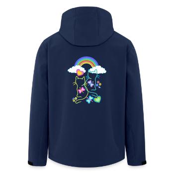 Regenbogen Frühling Sommer Katzen Katze Kinder - Recycelte Männer Softshell-Jacke von Stanley/Stella - Navy - Hinten - AI Model Male 185 light (185cm)