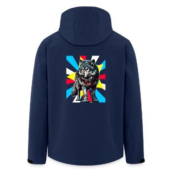 Retro Tattoo Wolf Wölfe Husky Hund Hunde - Recycelte Männer Softshell-Jacke von Stanley/Stella - Navy - Hinten - AI Model Male 185 light (185cm)