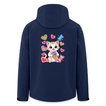 Katzen Katze Eis Eiskrem Kinder Kind Retro 80er - Recycelte Männer Softshell-Jacke von Stanley/Stella - Navy - Hinten - AI Model Male 185 light (185cm)