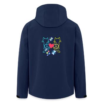 Retro Hippie Cats Peace Cat Vintage Hippies - Men’s Recycled Softshell Jacket by Stanley/Stella - navy - Back - AI Model Male 185 light (185cm)