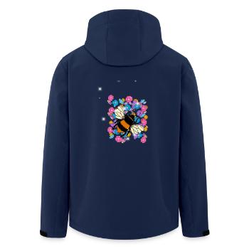 Retro Bee Bees Bumblebee Flower Kids - Men’s Recycled Softshell Jacket by Stanley/Stella - navy - Back - AI Model Male 185 light (185cm)