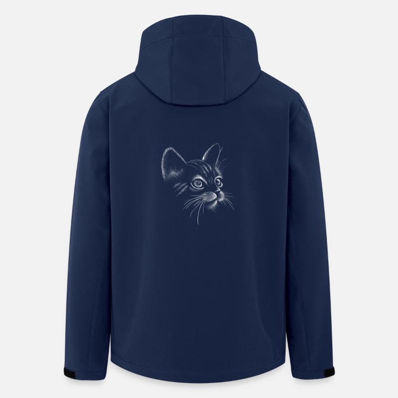 Chat dessiné à la main - Veste softshell homme en polyester recyclé Stanley/Stella - marine