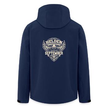 Echte Helden werden im September geboren - Recycelte Männer Softshell-Jacke von Stanley/Stella - Navy - Hinten - AI Model Male 185 light (185cm)
