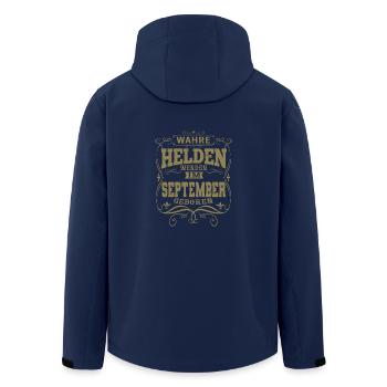 Wahre Helden werden im September geboren - Recycelte Männer Softshell-Jacke von Stanley/Stella - Navy - Hinten - AI Model Male 185 light (185cm)