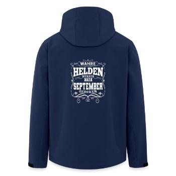 Wahre Helden werden im September geboren - Recycelte Männer Softshell-Jacke von Stanley/Stella - Navy - Hinten - AI Model Male 185 light (185cm)