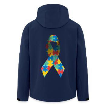 Awareness Ribbon for Autism and Asperger's Syndrome - Men’s Recycled Softshell Jacket by Stanley/Stella - navy - Back - AI Model Male 185 light (185cm)