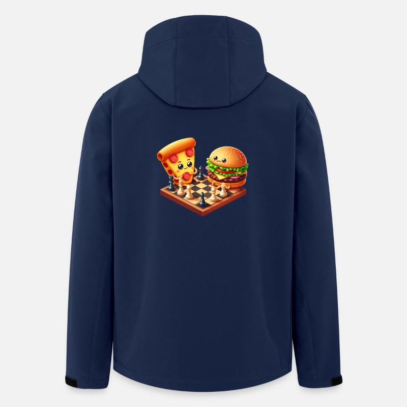 Chess, Pizza, Cheeseburger, Fast Food - Men’s Recycled Softshell Jacket by Stanley/Stella - navy