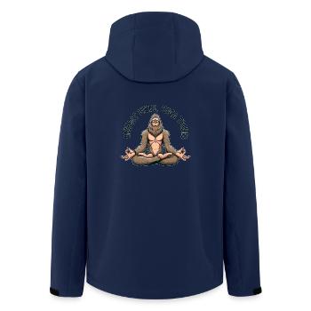 Bigfoot Sasquatch Yoga Meditation Namaste Zen - Men’s Recycled Softshell Jacket by Stanley/Stella - navy - Back - AI Model Male 185 light (185cm)