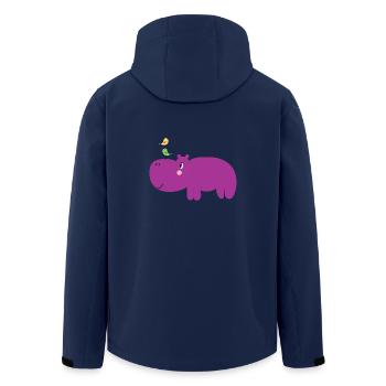 Nilpferd mit Vogelbande auf der Nase - niedlich - Recycelte Männer Softshell-Jacke von Stanley/Stella - Navy - Hinten - AI Model Male 185 light (185cm)