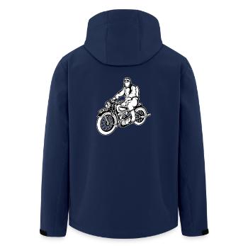 Chopper / Motorcycle 04_schwarz white - Men’s Recycled Softshell Jacket by Stanley/Stella - navy - Back - AI Model Male 185 light (185cm)