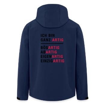 Spruch, Ich bin ganz artig - Recycelte Männer Softshell-Jacke von Stanley/Stella - Navy - Hinten - AI Model Male 185 light (185cm)