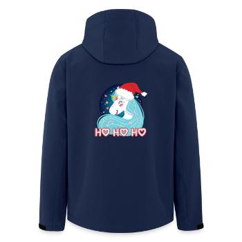Ho ho ho Christmas unicorn - Men’s Recycled Softshell Jacket by Stanley/Stella - navy - Back - AI Model Male 185 light (185cm)