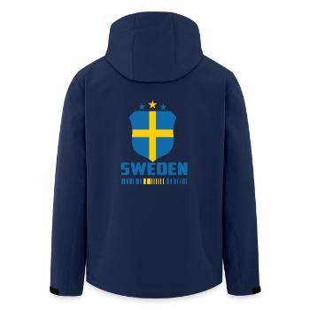 Sweden Football Gift Fan World Cup - Men’s Recycled Softshell Jacket by Stanley/Stella - navy - Back - AI Model Male 185 light (185cm)