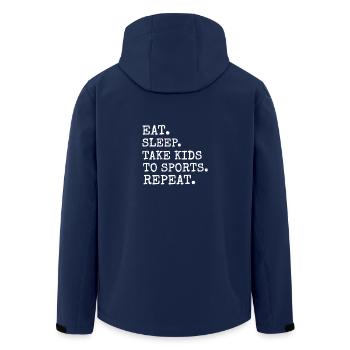 Mangez. Sommeil. Prendre les enfants au sport. répétition - Veste softshell homme en polyester recyclé Stanley/Stella - marine - Dos - AI Model Male 185 light (185cm)