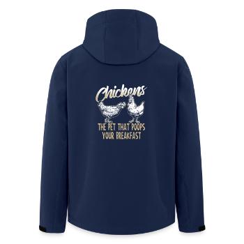Chickens Poop Your Breakfast T Shirt Gift - Recycelte Männer Softshell-Jacke von Stanley/Stella - Navy - Hinten - AI Model Male 185 light (185cm)