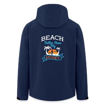Beach Better Have My Money - Men’s Recycled Softshell Jacket by Stanley/Stella - navy - Back - AI Model Male 185 light (185cm)