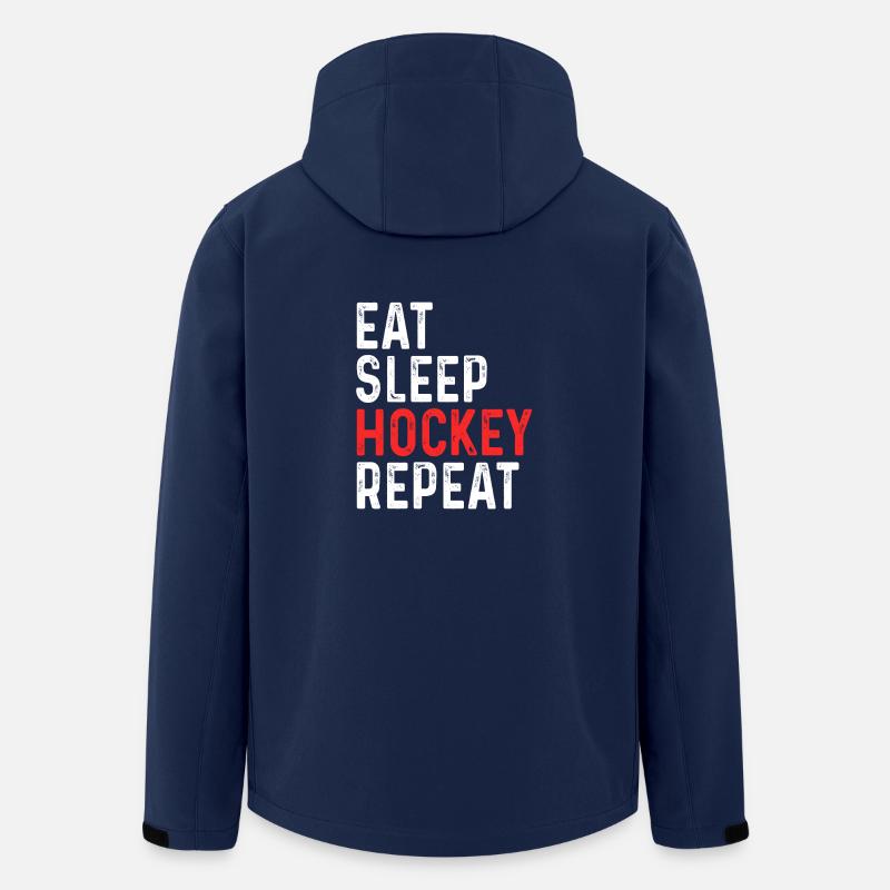 Eat Sleep Hockey Repeat - Recycelte Männer Softshell-Jacke von Stanley/Stella - Navy