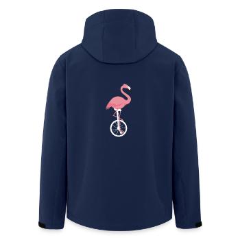 Flamingo on unicycle gift trend hipster - Men’s Recycled Softshell Jacket by Stanley/Stella - navy - Back - AI Model Male 185 light (185cm)