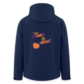 Gardez le calme et EAT WAFFLES - Veste softshell homme en polyester recyclé Stanley/Stella - marine - Dos - AI Model Male 185 light (185cm)