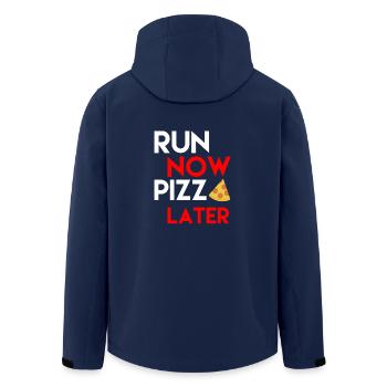 Funny pizza shirt gift for runner + sportsman - Men’s Recycled Softshell Jacket by Stanley/Stella - navy - Back - AI Model Male 185 light (185cm)
