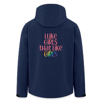 Gay - Jeunes femmes - Gay - Gay Pride - Cadeau - Veste softshell homme en polyester recyclé Stanley/Stella - marine - Dos - AI Model Male 185 light (185cm)