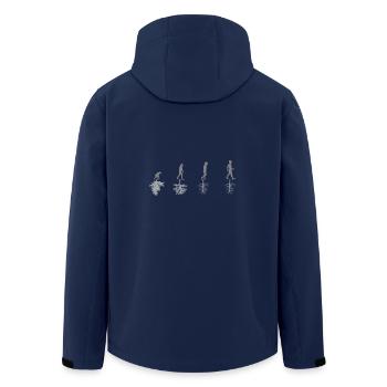 Evolution - Environment - Sarcasm - Nature - Gift - Men’s Recycled Softshell Jacket by Stanley/Stella - navy - Back - AI Model Male 185 light (185cm)