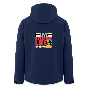 live everyday - Men’s Recycled Softshell Jacket by Stanley/Stella - navy - Back - AI Model Male 185 light (185cm)