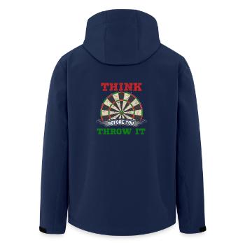 Darts - Dartboard - Gift - Men’s Recycled Softshell Jacket by Stanley/Stella - navy - Back - AI Model Male 185 light (185cm)