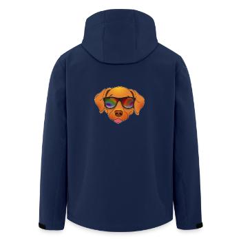 Cooler Hund mit Sonnenbrille Sommer Comic - Recycelte Männer Softshell-Jacke von Stanley/Stella - Navy - Hinten - AI Model Male 185 light (185cm)