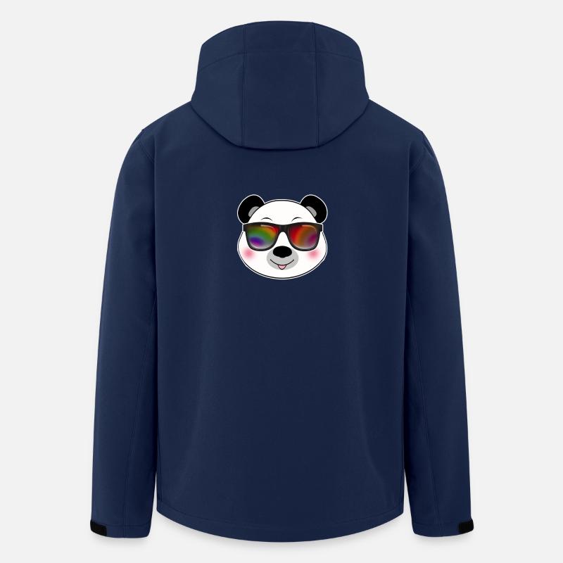 Cool panda med solbriller sommer tegneserie - Stanley/Stella herre softshelljakke i genanvendt polyester - marineblå