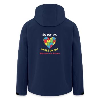 It's ok to be different. Autism Love - Men’s Recycled Softshell Jacket by Stanley/Stella - navy - Back - AI Model Male 185 light (185cm)
