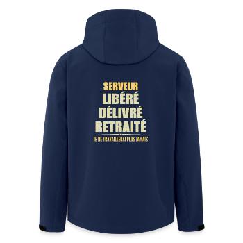 Serveur célèbre sa retraite avec humour cadeau - Veste softshell homme en polyester recyclé Stanley/Stella - marine - Dos - AI Model Male 185 light (185cm)