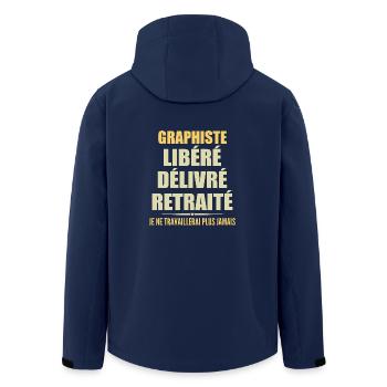 Grafikdesigner feiert Ruhestand mit Humor - Recycelte Männer Softshell-Jacke von Stanley/Stella - Navy - Hinten - AI Model Male 185 light (185cm)