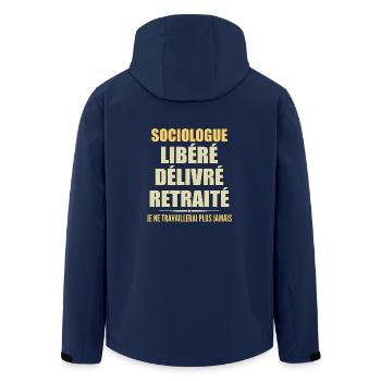 Soziologe feiert seinen Ruhestand mit Humor - Recycelte Männer Softshell-Jacke von Stanley/Stella - Navy - Hinten - AI Model Male 185 light (185cm)