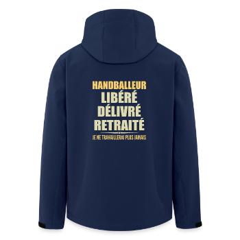 Handballer feiert seinen Abschied mit Humor - Recycelte Männer Softshell-Jacke von Stanley/Stella - Navy - Hinten - AI Model Male 185 light (185cm)