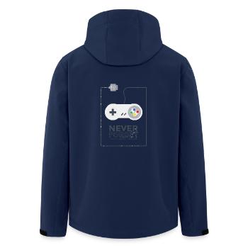 Super Console Gaming - Never Forget Retro 1990 - Men’s Recycled Softshell Jacket by Stanley/Stella - navy - Back - AI Model Male 185 light (185cm)