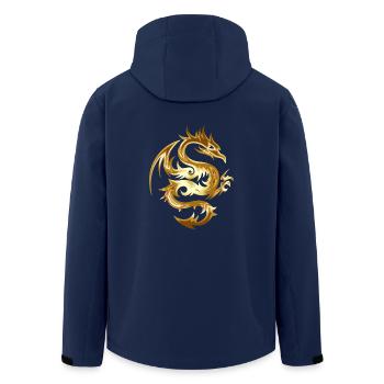 Golden Chinese Dragon Gift Idea - Men’s Recycled Softshell Jacket by Stanley/Stella - navy - Back - AI Model Male 185 light (185cm)