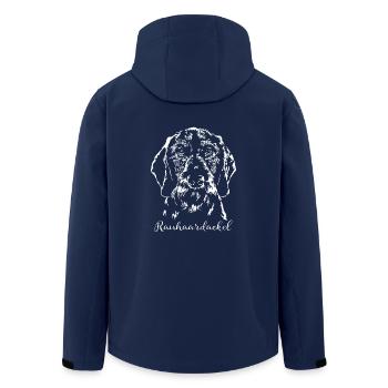 RAUHAARDACKEL Portrait Wilsigns - Recycelte Männer Softshell-Jacke von Stanley/Stella - Navy - Hinten - AI Model Male 185 light (185cm)