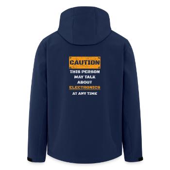 CAUTION WARNUNG TALK ABOUT HOBBY Electronics - Recycelte Männer Softshell-Jacke von Stanley/Stella - Navy - Hinten - AI Model Male 185 light (185cm)