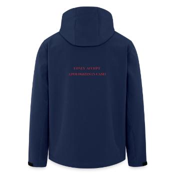 Je n’accepte que s’excuse en espèces - chemise drôle - Veste softshell homme en polyester recyclé Stanley/Stella - marine - Dos - AI Model Male 185 light (185cm)